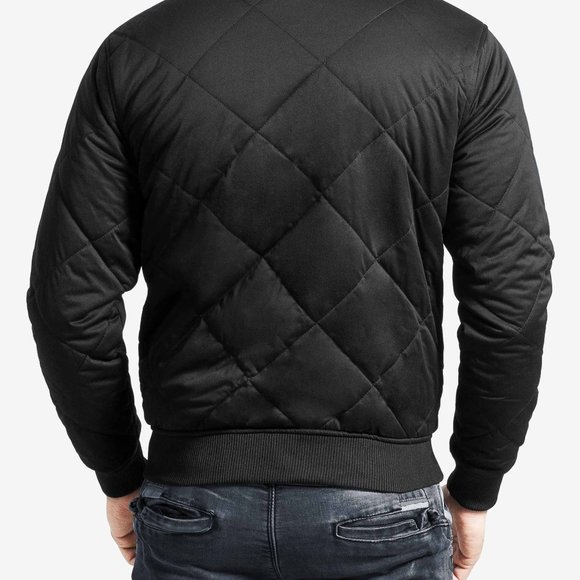 OLGYN Men’s Quilted Black Bomber Jacket - Picture 2 of 4